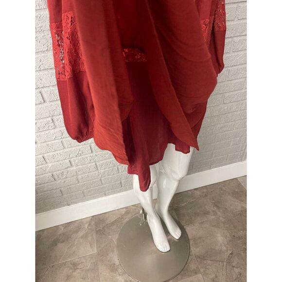 Bibi Women Cold Shoulder Long Sleeve Tiered Dress Size L - Picture 9 of 13